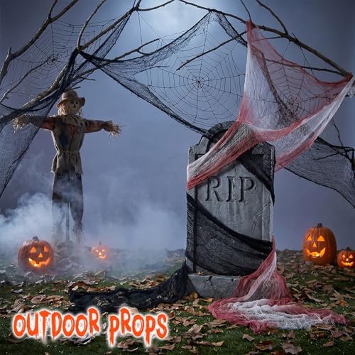 6-Pack 30 x 72 inches Halloween Creepy Cloth Decor, Black and Red