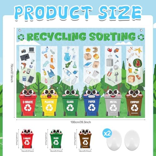 Cinrobiye Felt Earth Day Recycling Sorting Game Learn to Recycle Activity Set Garbage Sorting Educational Game Classroom Recycling Activity Bulletin Board Decorations Earth Day Craft Kit