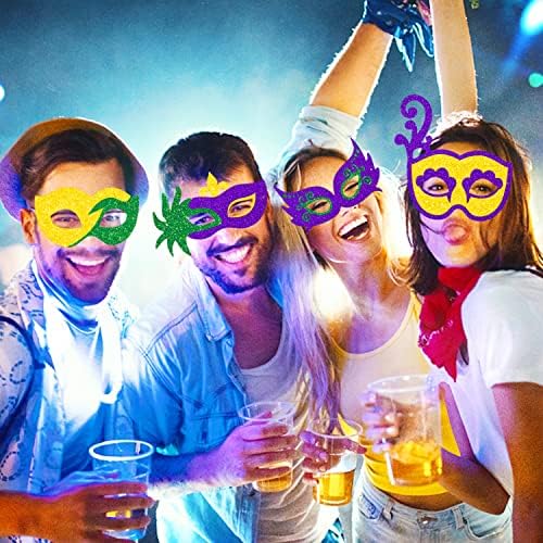 YVAINE 12 Pieces Mardi Gras Masks Carnival Masquerade Party Decorations New Orleans Masks for Mardi Gras Party Photo Booth Prop