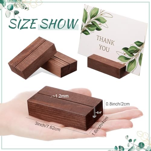 Blosssound 12 Pcs Wood Place Card Holder, Brown, 3 x 1.6 x 0.8 Inches