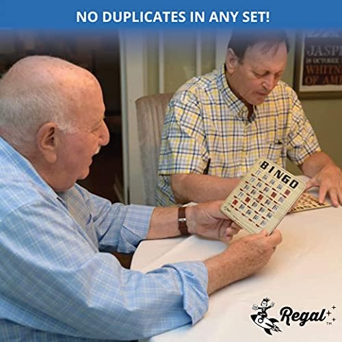Regal Bingo Bulk Bingo Cards with Sliding Windows - Reusable Bingo Game Cards for Adults Large Group - 50 Pack, Woodgrain
