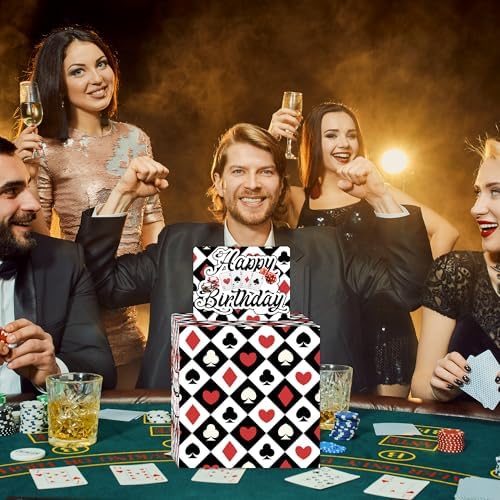 Casino Birthday Party Gifts, Poker Happy Birthday Money Gift Box, Las Vegas Money Gift Box for Cash, Casinos Party Decorations, Casino Poker Money Box, Casinos Theme Party Decorations for Man Women