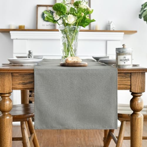Artoid Mode Light Grey Table Runner, Seasonal Washable Kitchen Dining Table Decoration for Home Party Decor 13x120 Inch