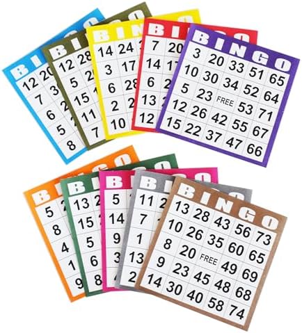 Yuanhe Bingo Game Cards Disposible – 1 Card 10 Sheets – 100 Books -10 Colors for Large Groups