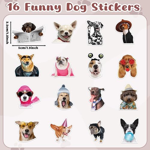H1vojoxo Funny Dog Stickers Rolls - 1000PCS Cute Dog Stickers for Kids 16 Designs Waterproof Dogs Stickers for Water Bottles Dog Lovers Laptop Scrapbook Crafts Envelopes Gifts Cute Animal Stickers