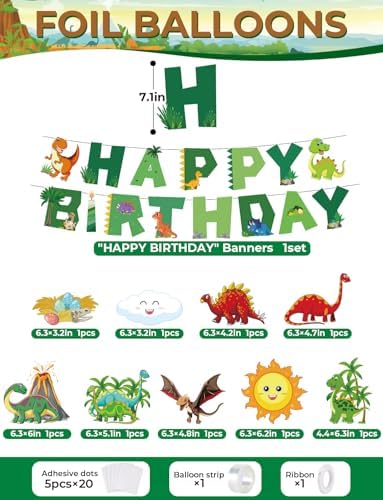 Dinosaur Balloon Arch Garland Kit, 144PCS Dinosaur Birthday Party Decorations with Dino Banner & Happy Birthday Banner, Jungle Balloons for Kids Boys Dino Jungle Safari Birthday Baby Shower Party