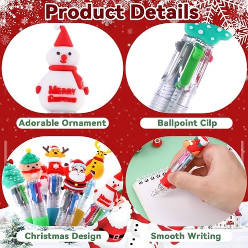 24PCS Christmas Multicolor Pens 4 Colors in 1 0.7mm Cute Gifts Pens