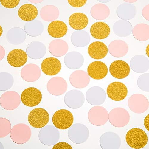 MOWO Confetti Circles, Glitter Gold Pink and White Mix, 1.2", 200pc