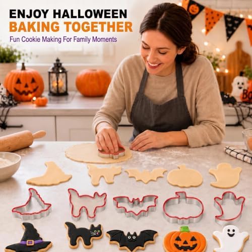 5 Pcs Halloween Cookie Cutters with Protective Silicone Edge