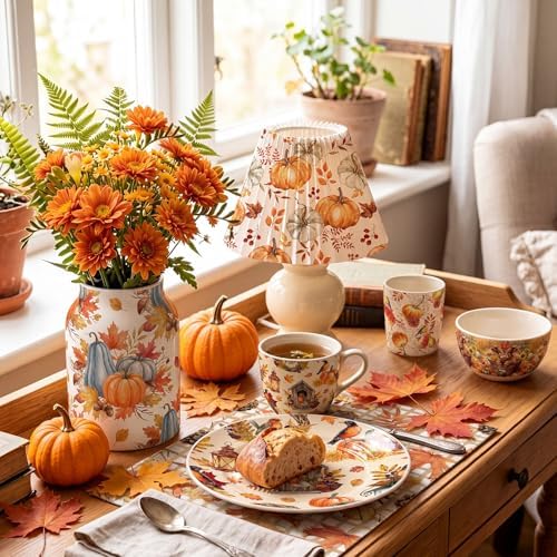 Tenceur 48 Pack 12 Styles Vintage Fall Napkins for Decoupage, 13 Inch