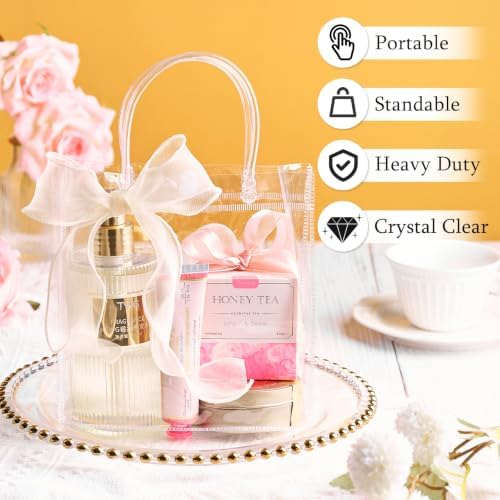 Ohuimrt 30 Pack 6.89" x 3.54" x 6.89" Clear Plastic Gift Bags with Handles