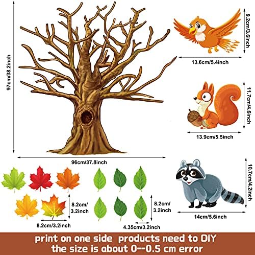 Gersoniel 90 Pcs Classroom Tree Bulletin Board Decor, Fall Animal Style