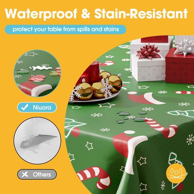 Niuara Christmas Green Plastic Table Cloth Disposable, 4 Pack, 54 x 108 in