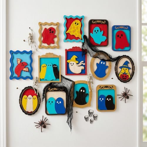 12 Pack Halloween DIY Wooden Ghost Frame Craft, Ghost Wood Painting Crafts