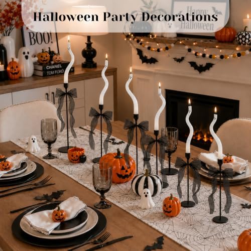 AYGXU Halloween Decorations Indoor-6 Pcs Twisting Ghost Candles with Ribbons Decor,Taper Candles,Halloween centerpieces for Party,Tables,Fireplace Decorations(Candlesticks not Included)
