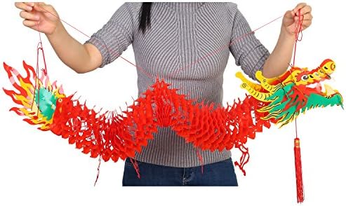 Bememo 4.92 Feet 3D Chinese New Year Dragon Decor Hanging Dragon Garland