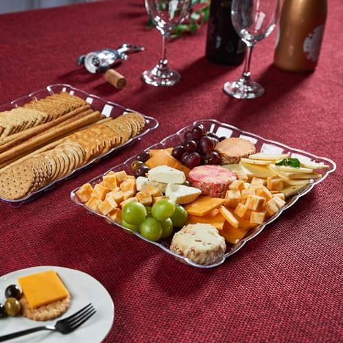 Plasticpro Plastic Serving Trays - Serving Platters Rectangle 9X13 Disposable Party Dish Includes 4 Trays