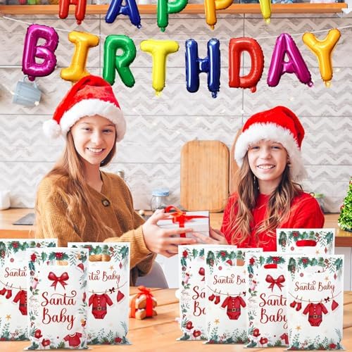 Haooryx Christmas Santa Baby Shower Party Favor Bags Gift Wrapping Decor