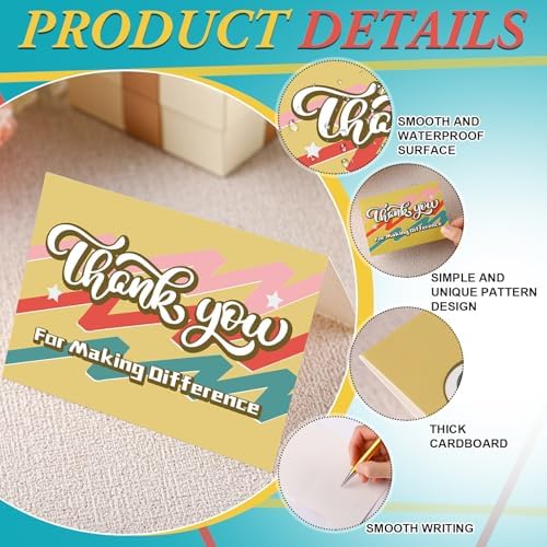 AmazingSpark 120 Pack Thanks You/Happy Birthdays Cards with Envelopes Bulk 12 Designs 4.8 x 6.8'' Assorted Postcards Notes for Business Birthday Back to School Gifts(Macaron,Thank You,120 Kit)