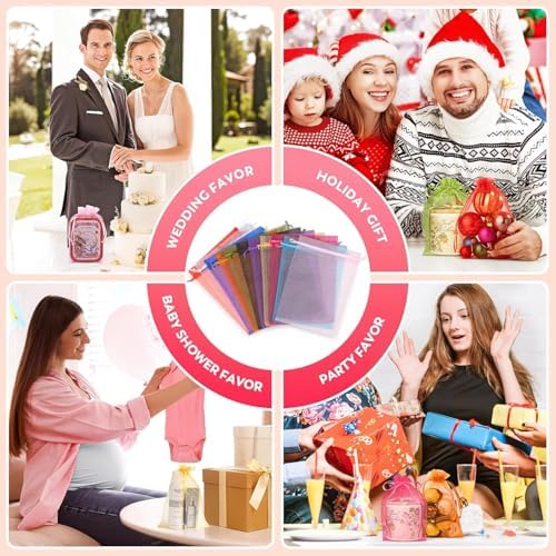 Crweety 50Pcs Large Organza Bags 6x9, Small Mesh Gift Bags Drawstring