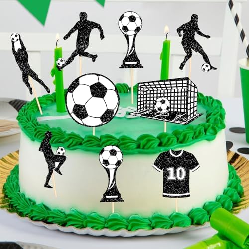 Hooqict 40Pcs Soccer Ball Cupcake Toppers Soccer Birthday Cake Topper Decorations Cupcake Picks for Kids Boys Men Sports Theme Birthday Party Decorations Game Day Party Supplies