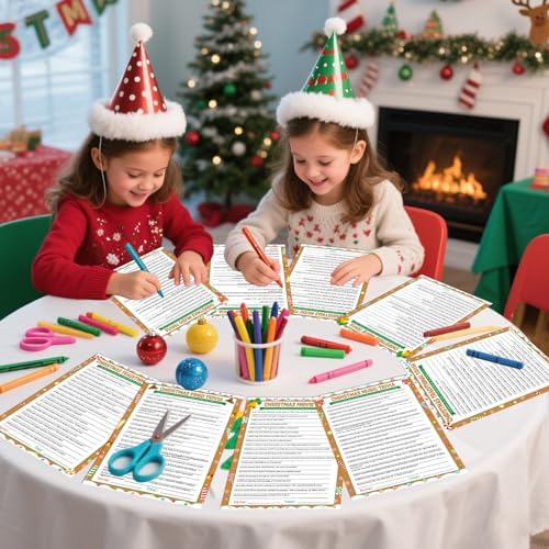 104Pcs Christmas Party Trivia Game Cards Xmas Festival Guessing Activity Christmas Question and Answer Cards for Adults Family Friends Coworkers Groups Winter Holiday Party Supplies (Gingerbread)