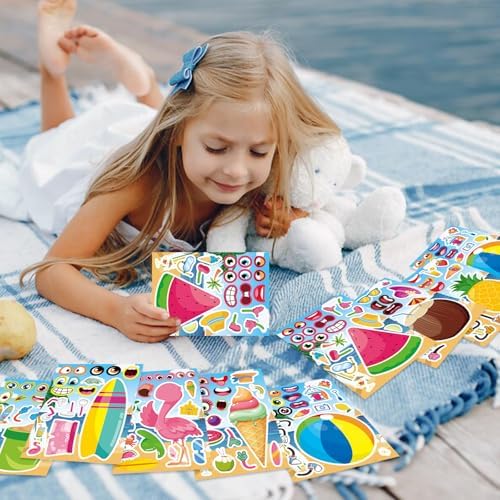 Summer Stickers, Make a Face Sticker, Hawaii Luau DIY Craft Activities