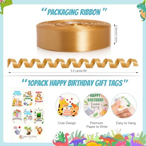 Bafeil Dinosaur Wrapping Paper Birthday Boy, 3 Rolls Cute Dino