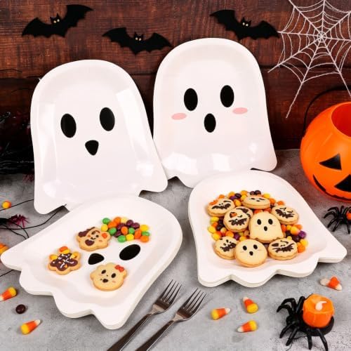 CCINEE Halloween Ghost Paper Plates 50Pcs Large