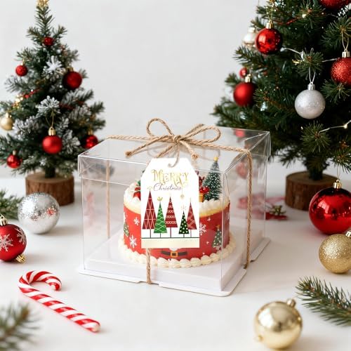 joycraft 50Pcs Merry Christmas Tags with String, Red & Green Christmas Tags