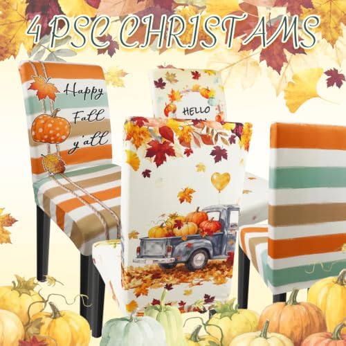 Fall Chair Covers Set of 4 Pumpkin Chair Back Covers