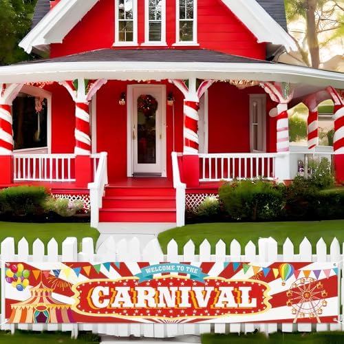 Remagr 3 Pcs Welcome to The Carnival Banner Circus Decorations