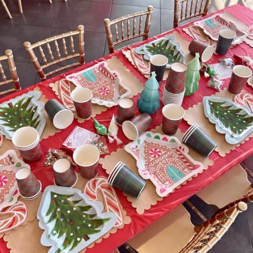 Funtery 100 Pcs Christmas Paper Cups 9oz Red Green Tartan Vintage Plaid Cup