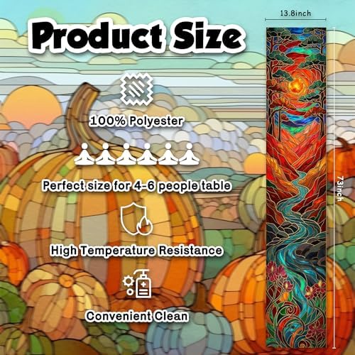 OHOME Fall Decor - Stained Glass Table Runner