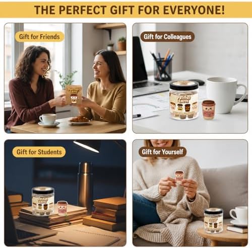 Positive Latte Jar with 60 Affirmation Cards, Emotional Support Latte Coffee, Funny Christmas Coffee Lover Themed Gift for Women, Men, Wife, Husband, Mom, Dad, Friends, Coworkers