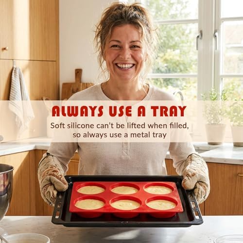 HKNMTT 2Pcs Muffin Top Pans 12-Cavitiy Round Silicone Egg Molds for Baking