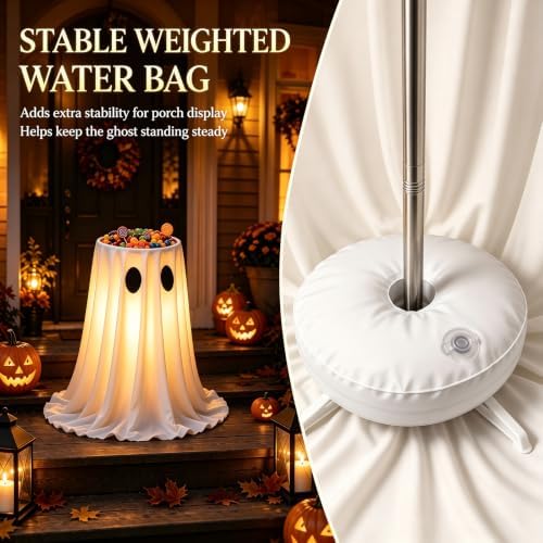 30" Glowing Ghost Candy Bowl Stand - Halloween Decorations Outdoor