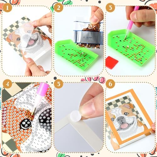 Saillong 24 Pcs Animal Mini Diamond Painting Kits with Frames Set
