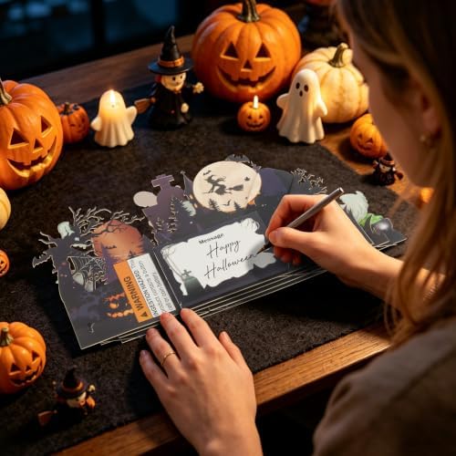 XTF2015 Halloween Card with Lights & Spooky Music, 3D Halloween Cards