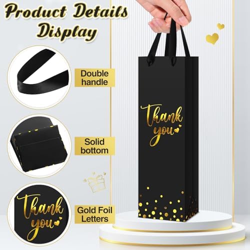 Ctosree 30 Pcs Wine Bottle Gift Bag with Handle 4.3x3.5x13.7, 5 Colors