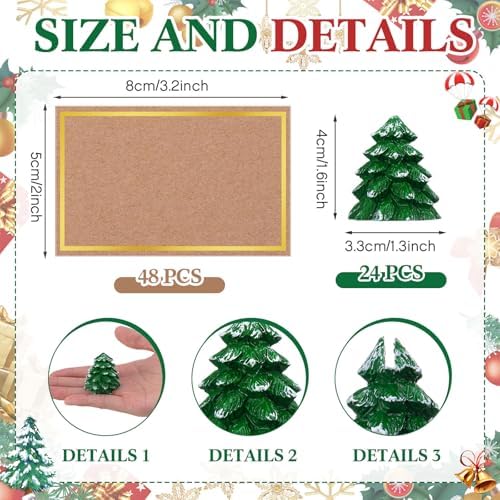 Watersay 24 Pcs Christmas Tree Place Card Holders with Seating Cards Table Number Holders Place Cards for Christmas Party Wedding Anniversary Birthday Decorations (Green)
