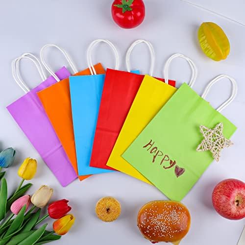 XPCARE 200Pcs Paper Gift Bags 6.3x3.15x8.66'' Kraft Paper Party Favor Bags