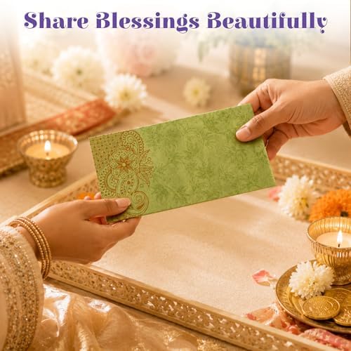 LoveNspire Money Envelopes (7.5 x 3.5 Inch) Decorative Paisley Pattern Shagun Lifafa for Indian Wedding, Birthday | Cash Gift Holder & Home Savings Organizer Pack of 50