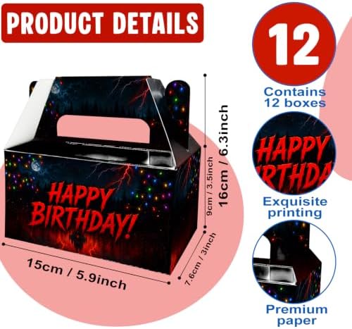 12 Pack Retro Horror Party Favor Boxes 80s Sci-Fi Birthday Treat Bags