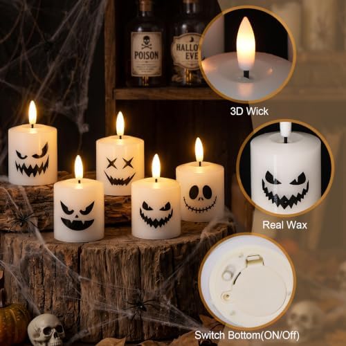 GenSwin Halloween Flameless Votive Candles with Remote Wax