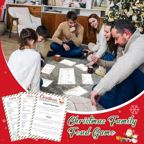 COCHIE Fun Christmas Family Friendly Feud Cards Against Game for Adults Office Large Group Parties Favor, Xmas Trivia Quiz Party Games Christmas Night Activities - No Buzzers (Xmas)