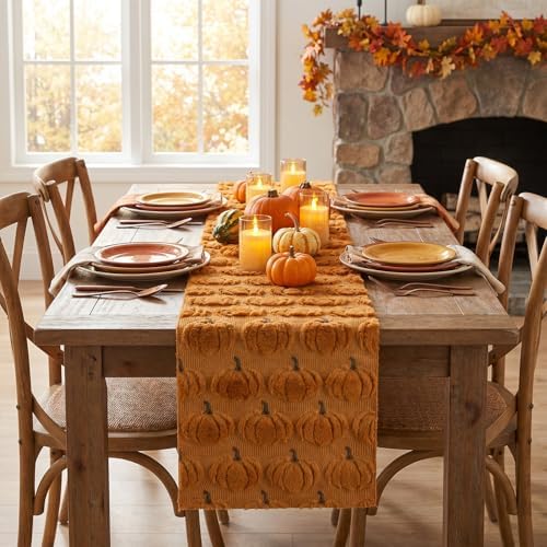 Artoid Mode Caramel Soft Faux Fur Fall Table Runner 13x60 Inch