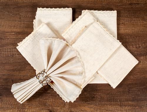 Lightnpro Cotton Flax Dinner Napkins, 18x18 Inch, Natural, Set of 12
