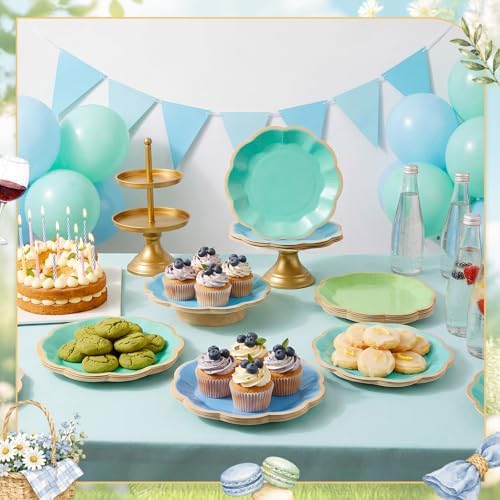 72 Pcs Teal Blue Green Paper Plates 9 Inch Disposable