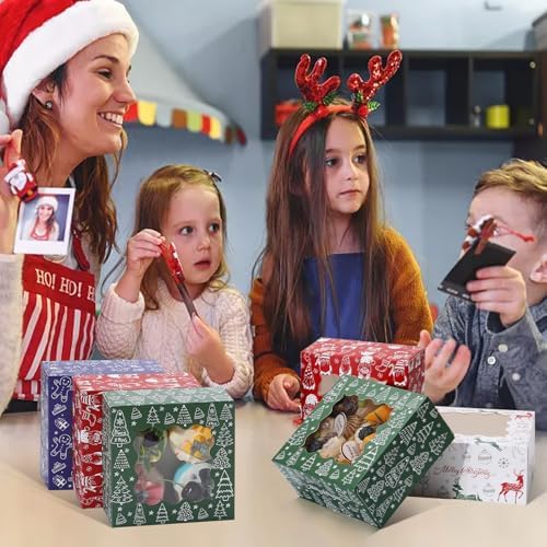 COTOPHER 30Pcs Christmas Cookie Boxes for Gift Giving, 6x6x3 in Bakery Box